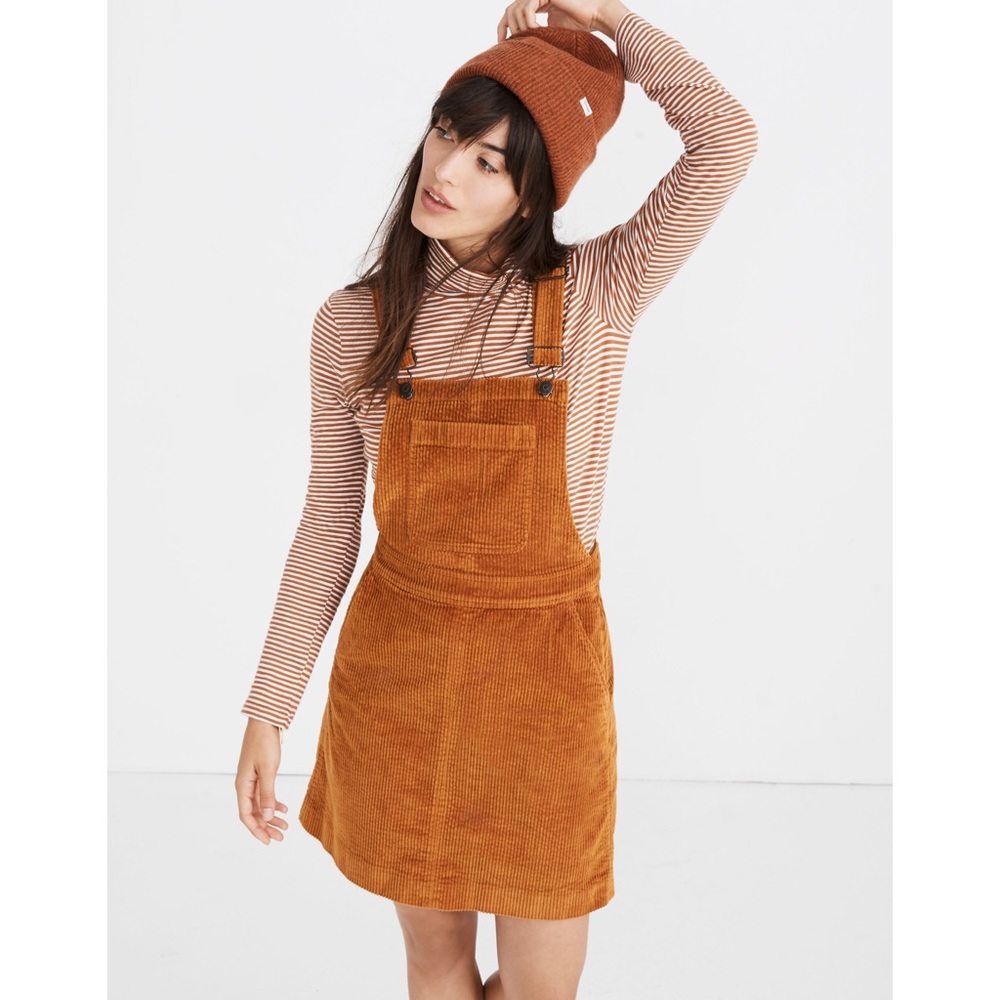 Madewell Brown Corduroy Pinafore Dress